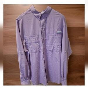 Columbia PFG Vented Purple Long Sleeve Button Up Vented Omnishade Sz 2XL